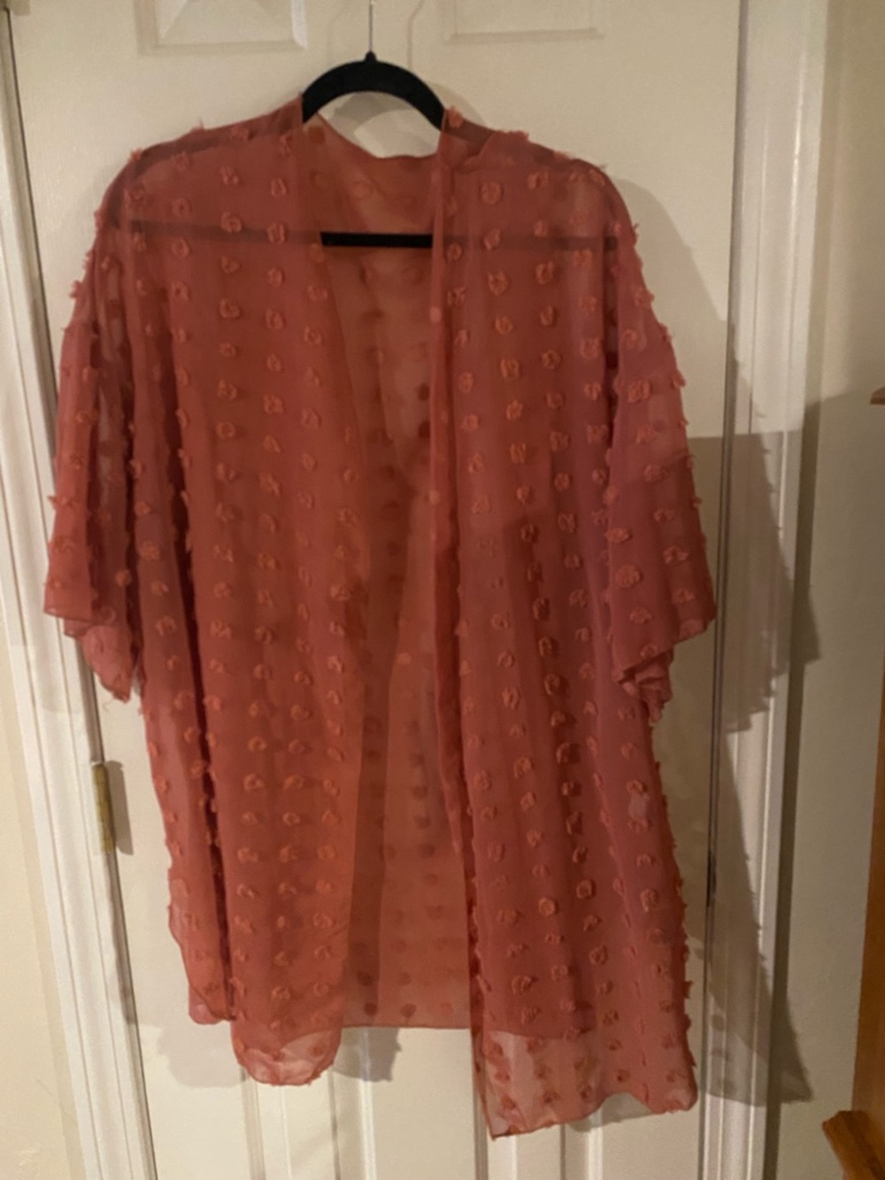 Sheer Textured Kimono Cardigan - Dusty Rose